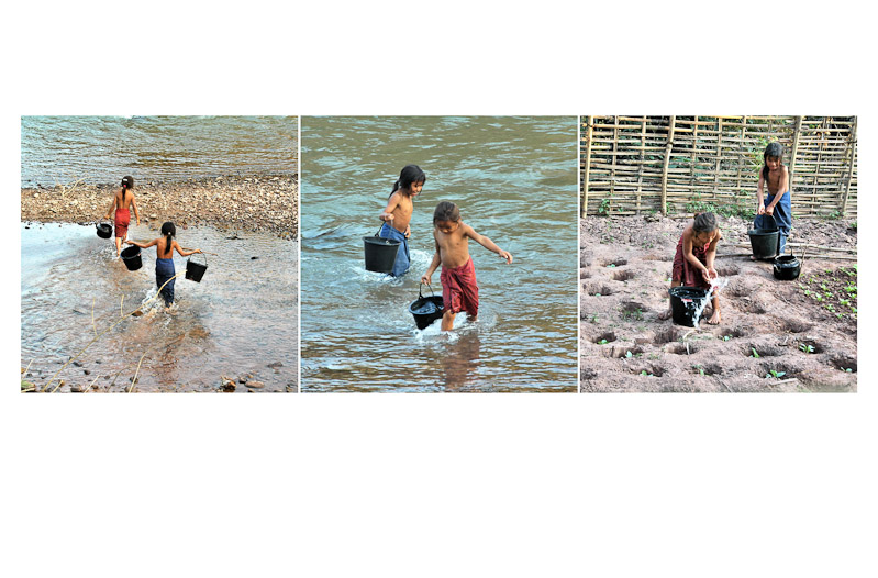 Les petites porteuses d'eau du Laos